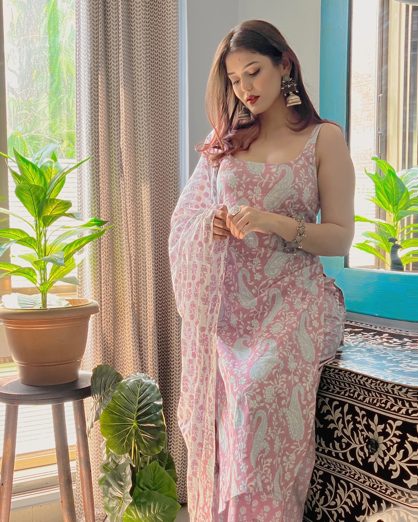 Mehrang Printed Kurta Set with Dupatta Sky Blue 10 Mehrang Printed Kurta Set with Dupatta Sky Blue - Image 10