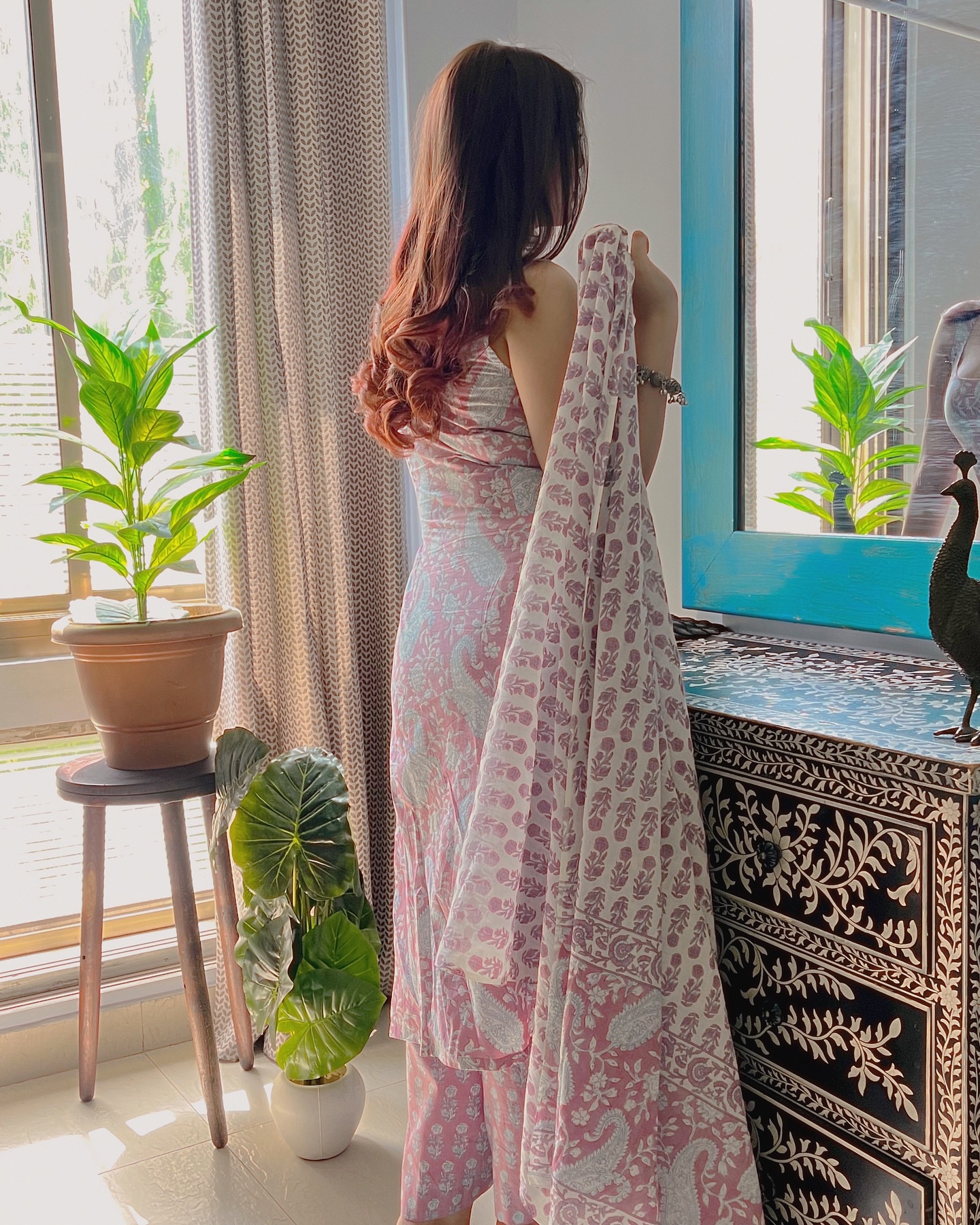 Mehrang Printed Kurta Set with Dupatta Sky Blue 15 Mehrang Printed Kurta Set with Dupatta Sky Blue - Image 15