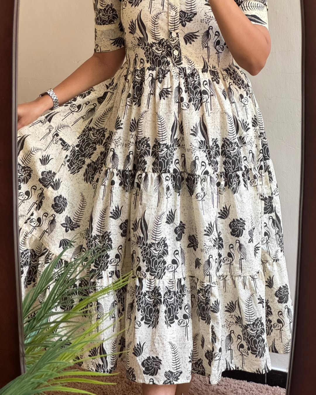 Printed Tiered Cotton Midi Dress 5 Printed Tiered Cotton Midi Dress - Image 5