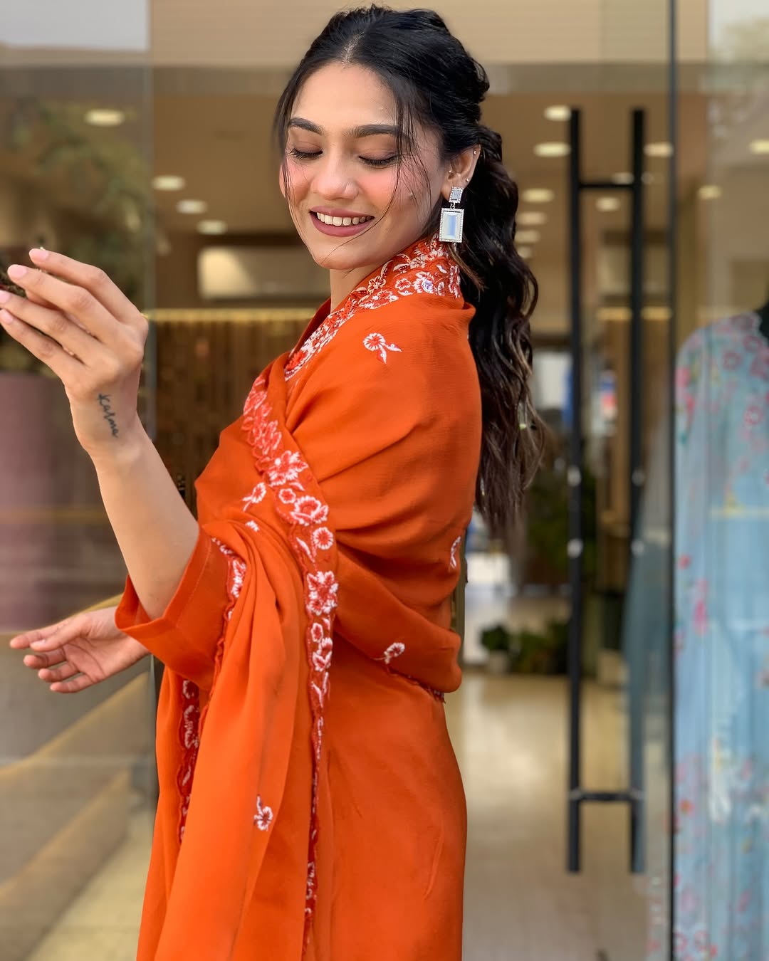 Zariya Saffron Bloom Festive Anarkali Set with Dupatta 13 Zariya Saffron Bloom Festive Anarkali Set with Dupatta - Image 13