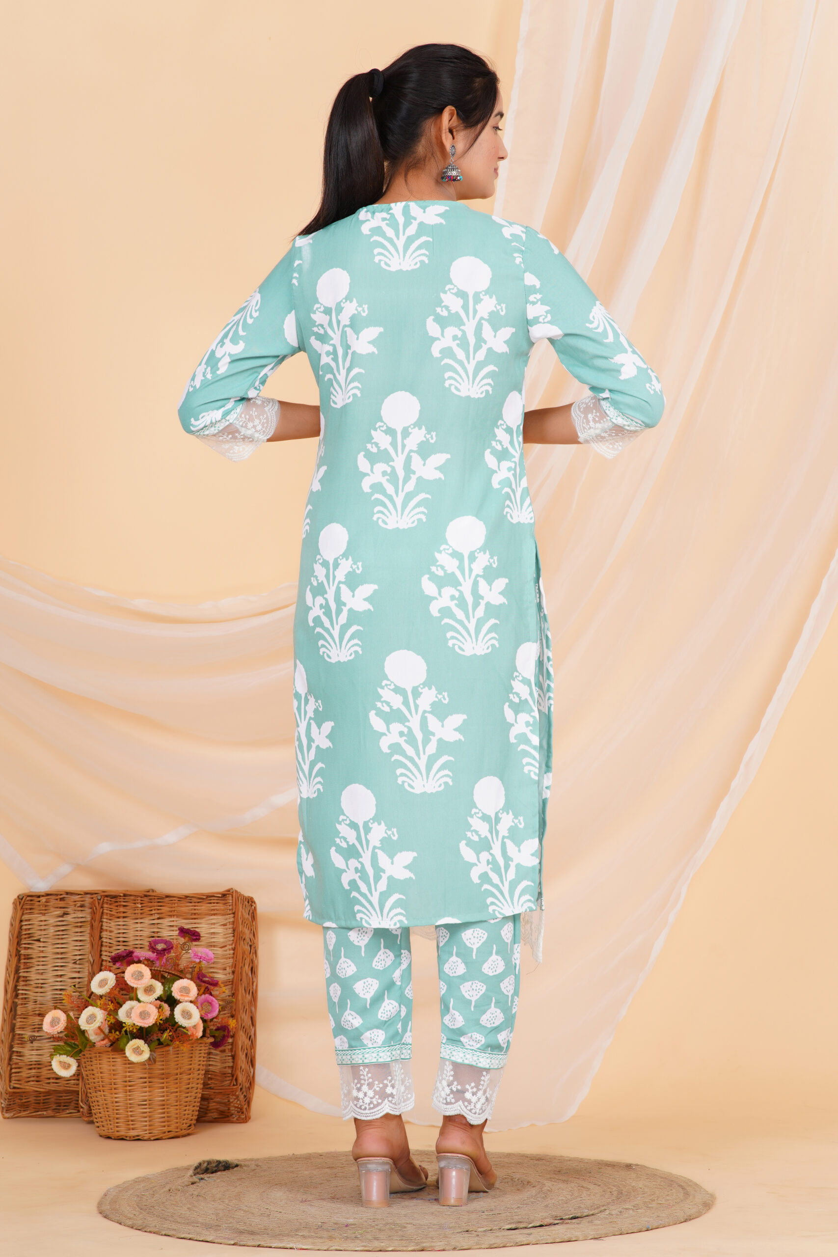 Mint Gulbahar Printed Kurta Set with Dupatta 8 Mint Gulbahar Printed Kurta Set with Dupatta - Image 8