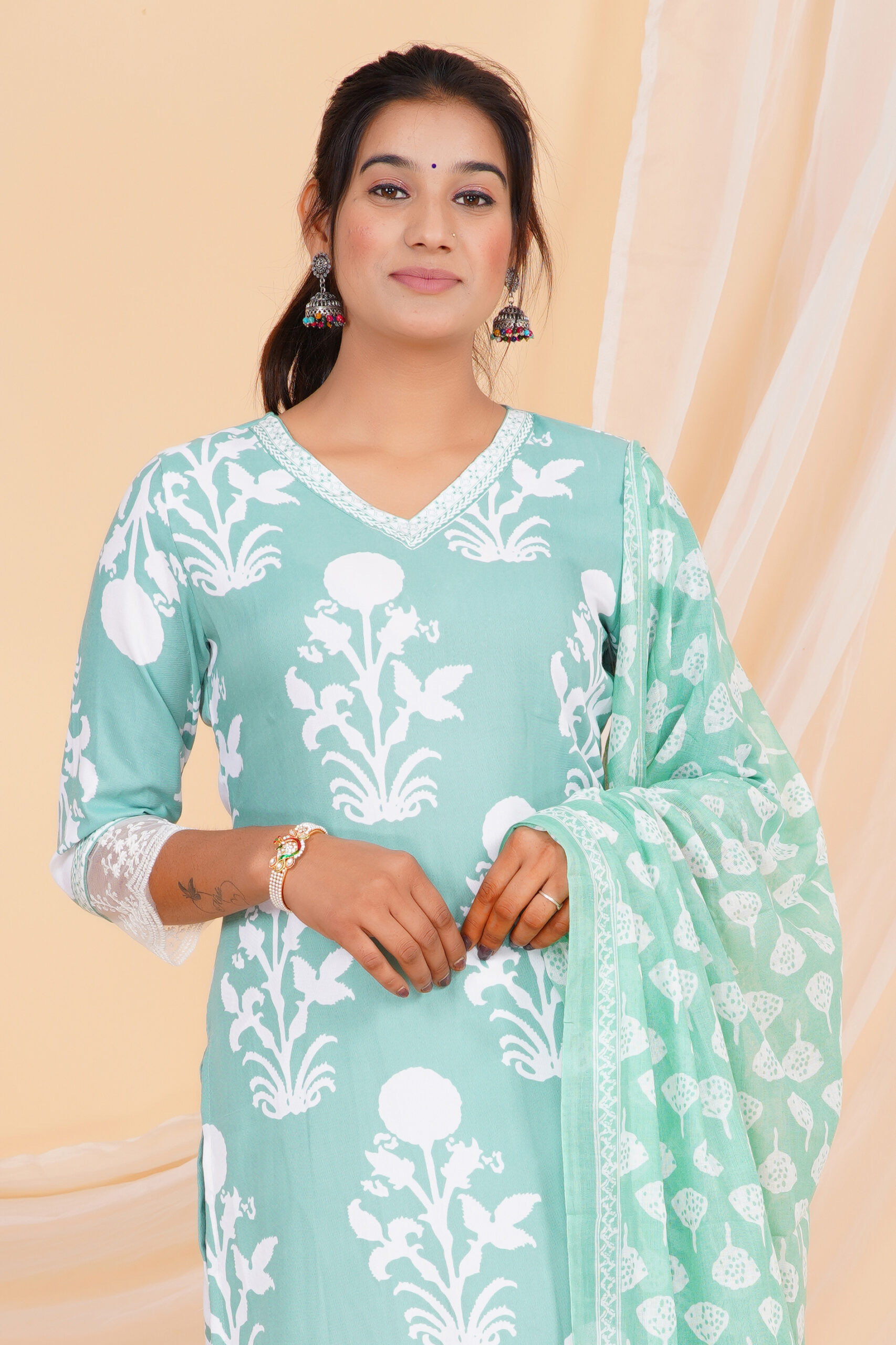 Mint Gulbahar Printed Kurta Set with Dupatta 6 Mint Gulbahar Printed Kurta Set with Dupatta - Image 6