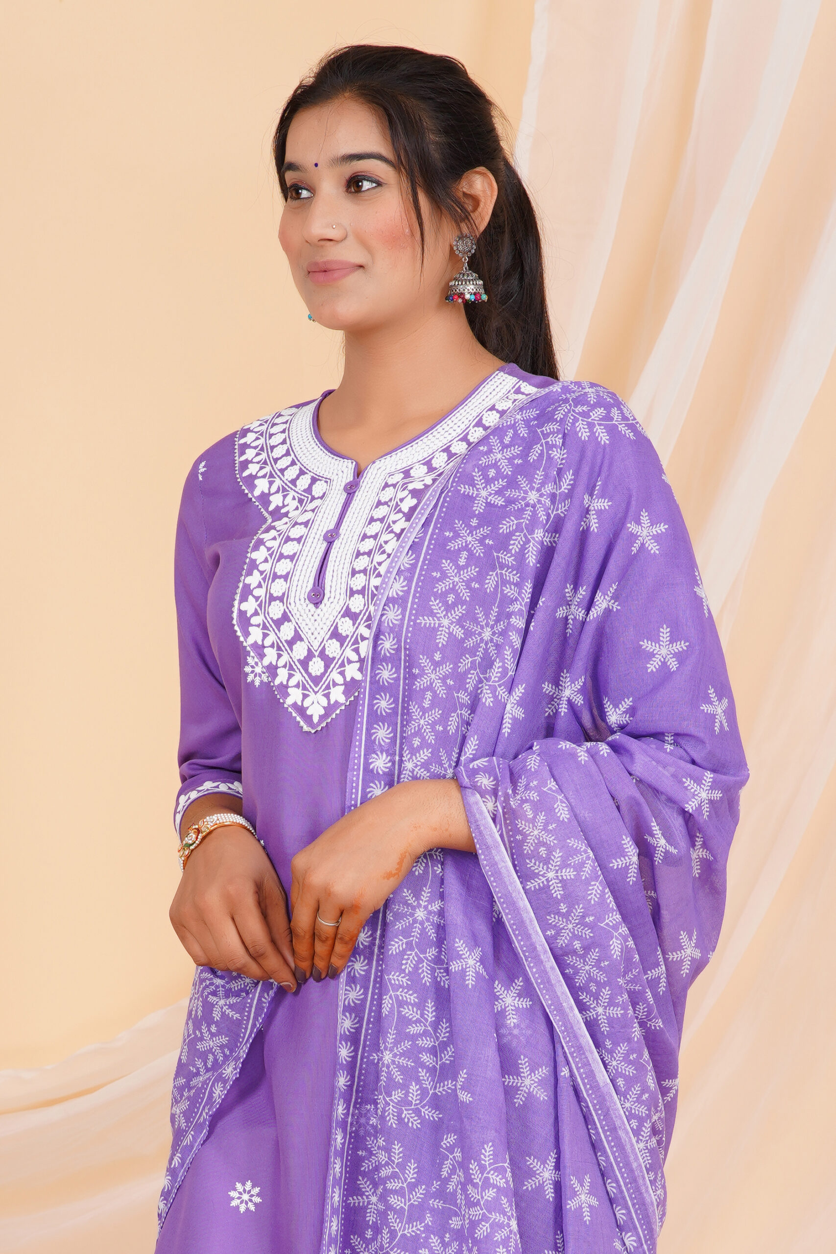 Printed Kurta Set with Embroidered Neckline & Coordinated Dupatta Pink 16 Printed Kurta Set with Embroidered Neckline & Coordinated Dupatta Pink - Image 16