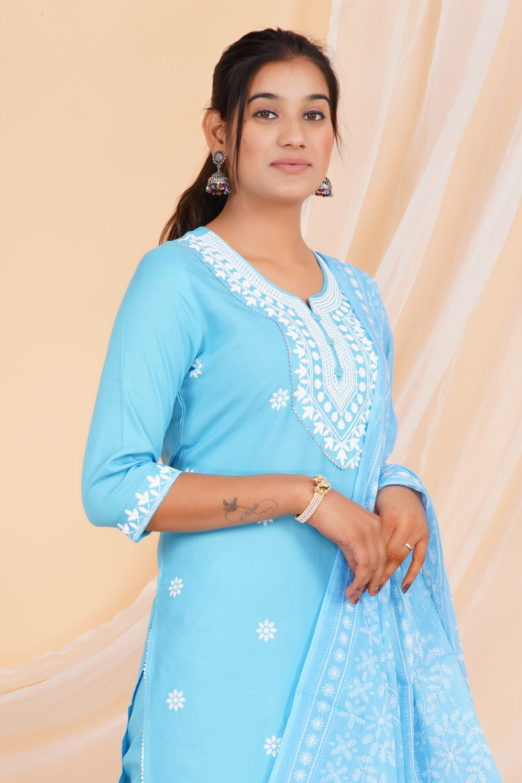 Printed Kurta Set with Embroidered Neckline & Coordinated Dupatta Pink 33 Printed Kurta Set with Embroidered Neckline & Coordinated Dupatta Pink - Image 33