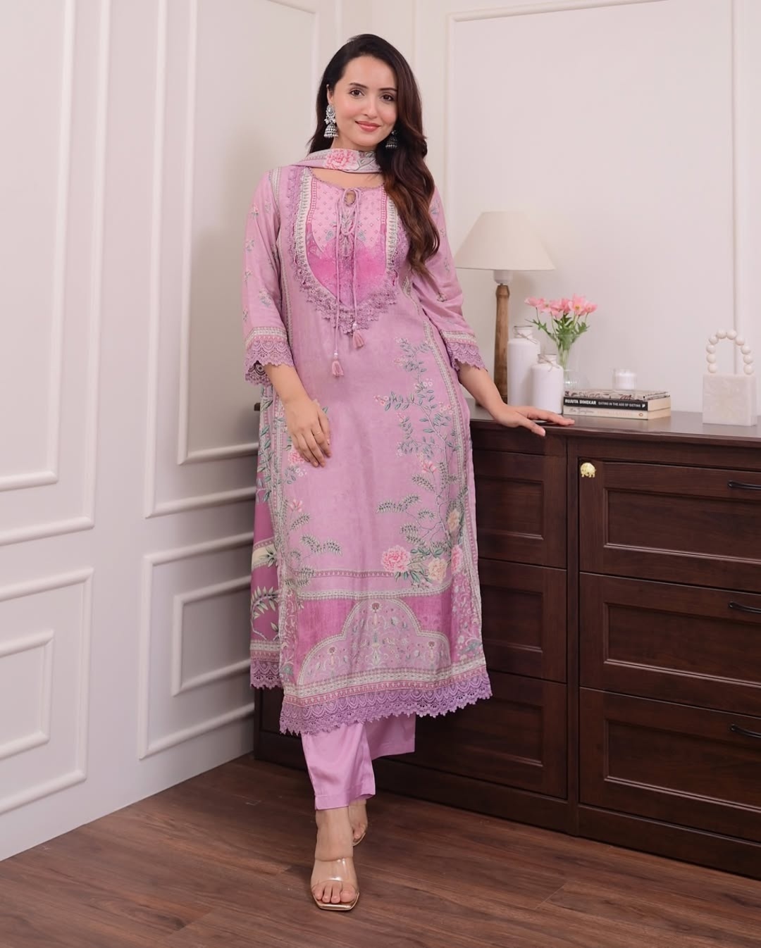 Gulnaar Muslin Suit Set with Dupatta 3 Gulnaar Muslin Suit Set with Dupatta - Image 3