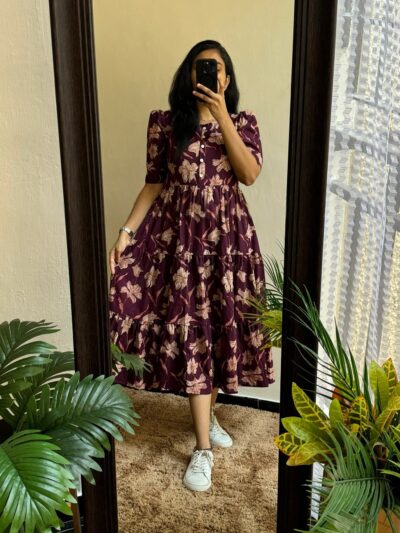 Mulberry Bloom Tiered Midi Dress