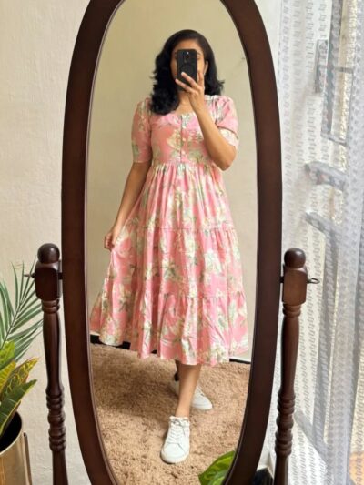 Blush Garden Tiered Midi Dress