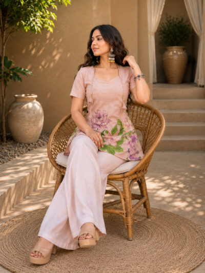 Laila 2-Piece Floral Printed Co-Ord Set for Women Pink